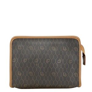 Dior Honeycomb Shoulder Bag Clutch Black Brown Leather